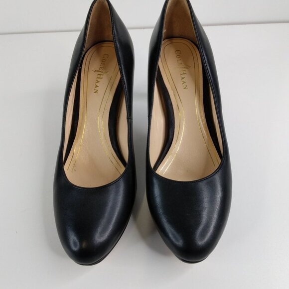 Cole Haan 4.5B Chelsea Leather Pumps Womens Platform Heels Shoes Black Slip On - Picture 5 of 15